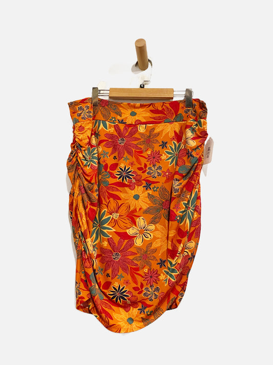 Free People She’s Something Else Orange Floral Knit Mini Skirt - XL