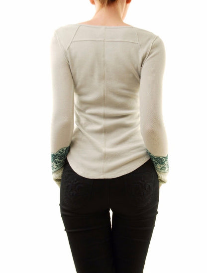 Free People Bandana Cuff Thermal Top in Mint - Medium