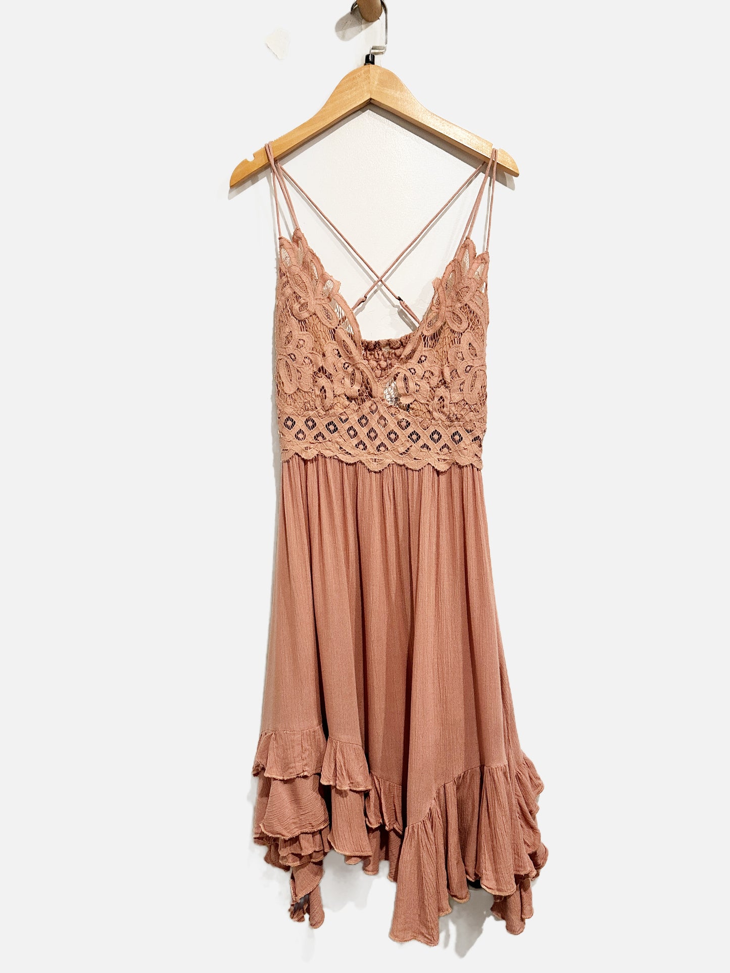 Free People Pink Lace Adella Dress - Large
