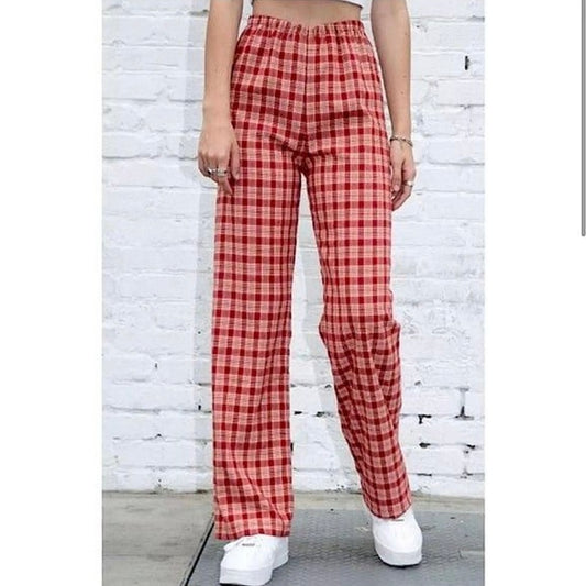 Brandy Melville Valentina Red Plaid Pants