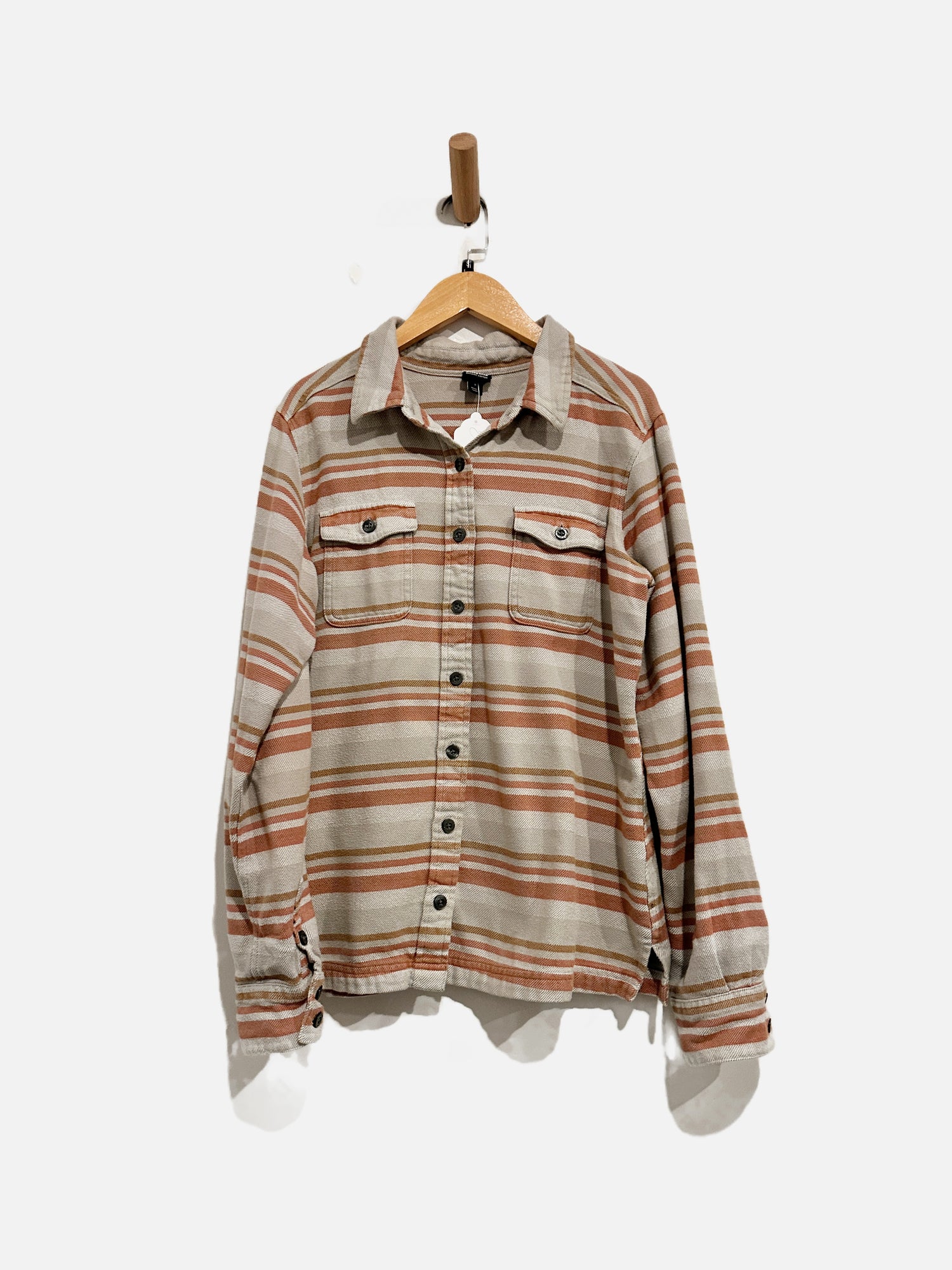 Patagonia Orange/Gray Stripe Button Down - 6