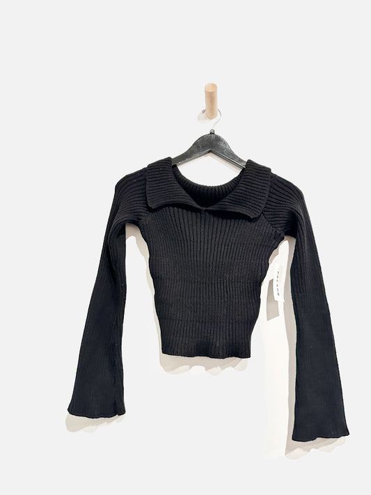 LA Hearts NWT Black Ribbed Collar Sweater - Small