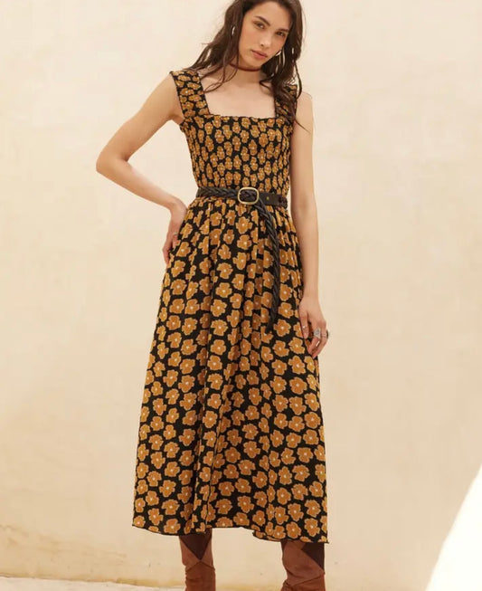 Promesa Brown Smocked Dress - Small