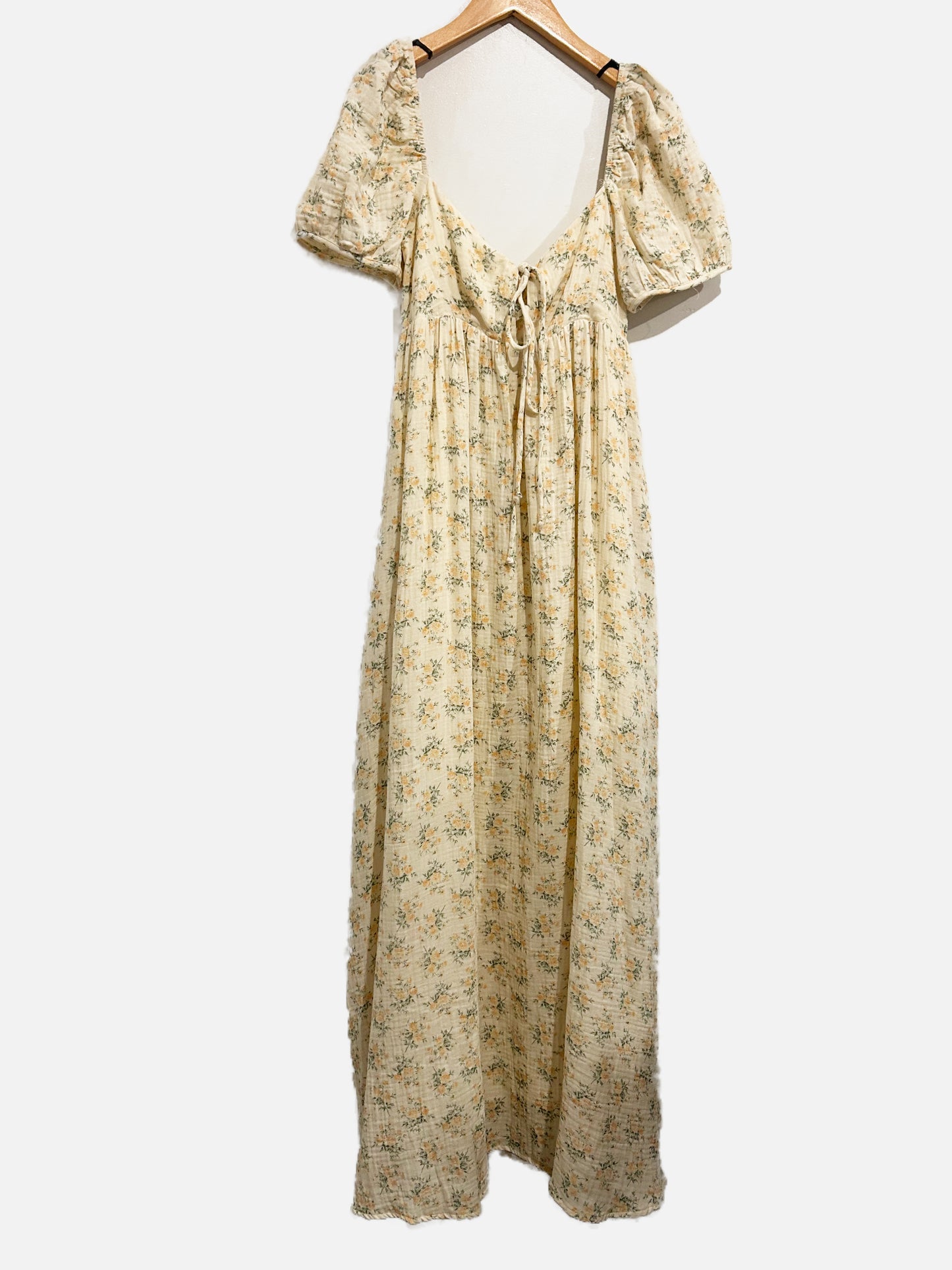 NWT Worth Collective Haven 100% Cotton Tie-Front Maxi Dress in Orange/Green Floral - XS