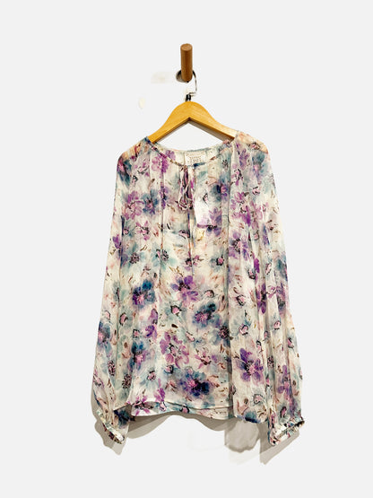 Johnny Was Glinda Silk Floral Blouse - Large