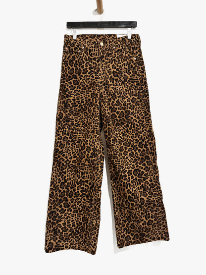 Gap High Rise Stride Corduroy Wide Leg Pants in Leopard - 29