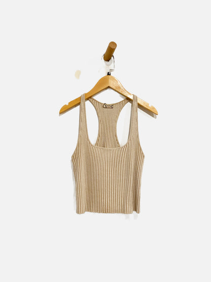 Free People Cream Ribbed Tank - Small