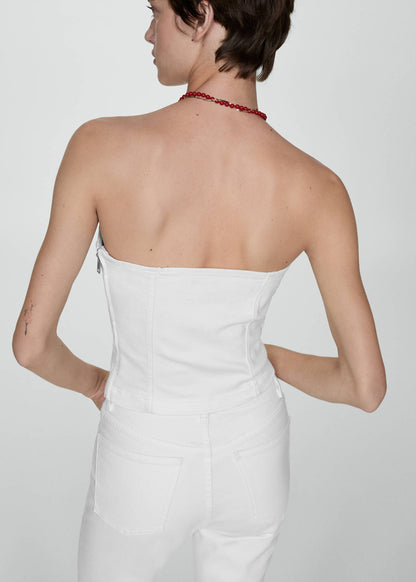 MNG White Denim Tube Top - XL