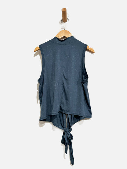 Lululemon Time to Restore Mock Neck Tank in Iron Blue/White