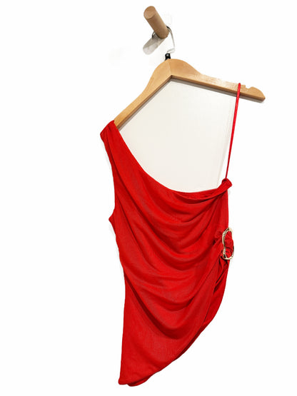 Princess Polly Machiatto One Shoulder Top in Red - 8