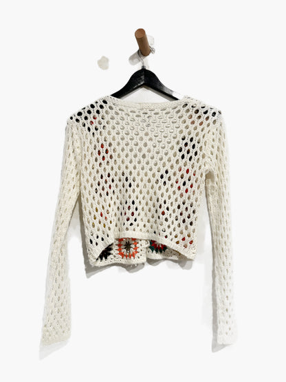 Debut Granny Square Tie Front Cardigan - XS
