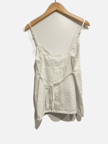 Brandy Melville White Floral Embroidered Tank