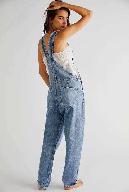 Free People Ziggy Denim Overalls in Powder Blue - XS