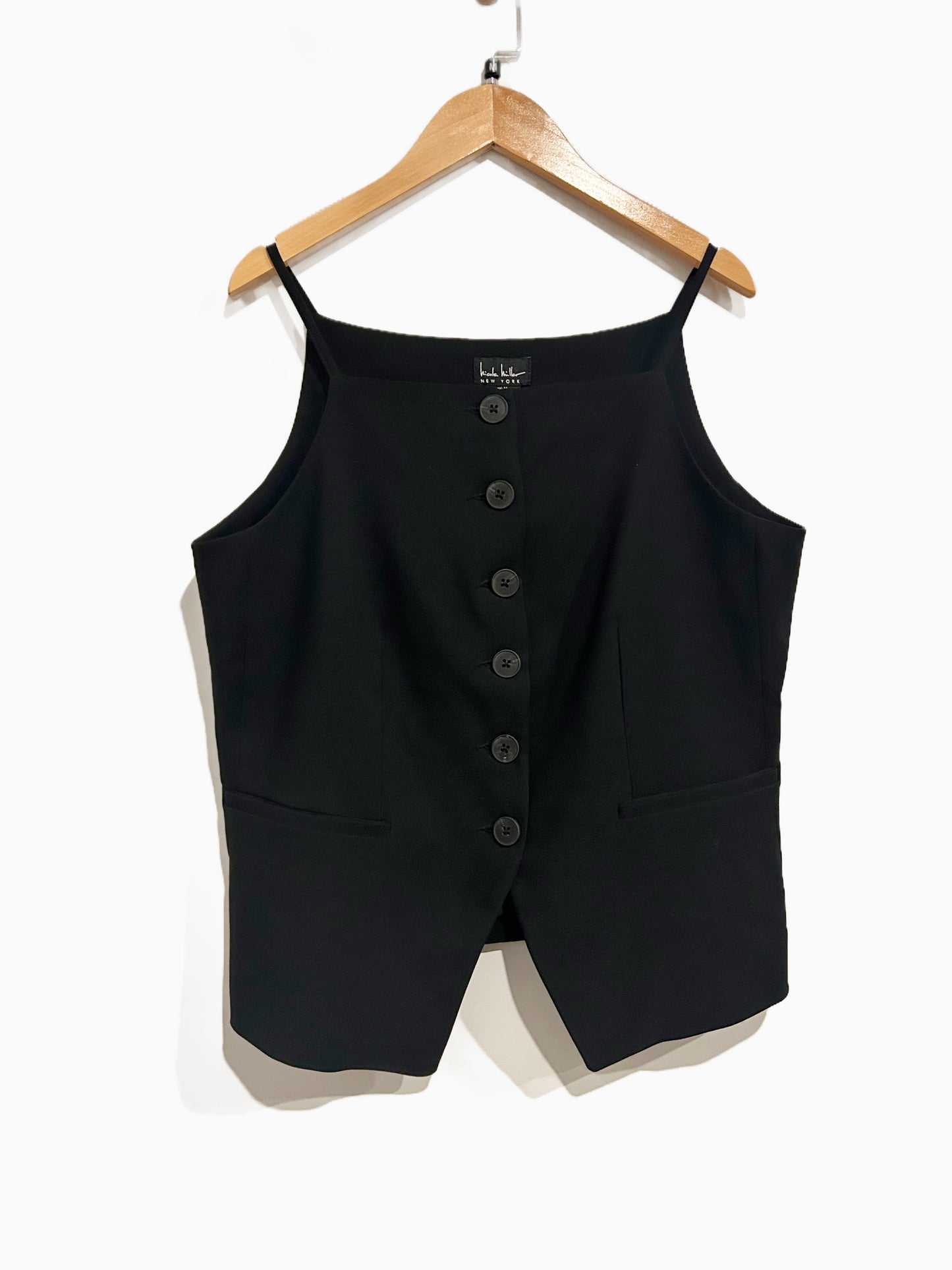 Nicole Miller Black Square Neck Vest - Medium
