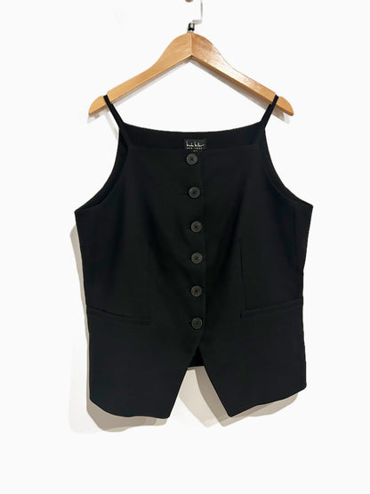 Nicole Miller Black Square Neck Vest - Medium