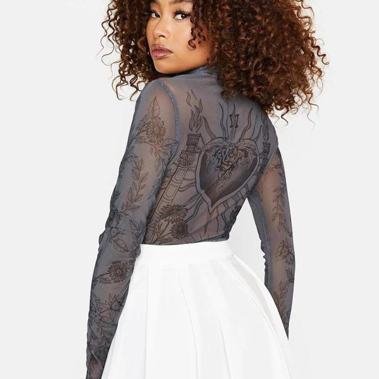 AFRM Zadie Mesh Turtleneck in Noir Tarot Card - Large
