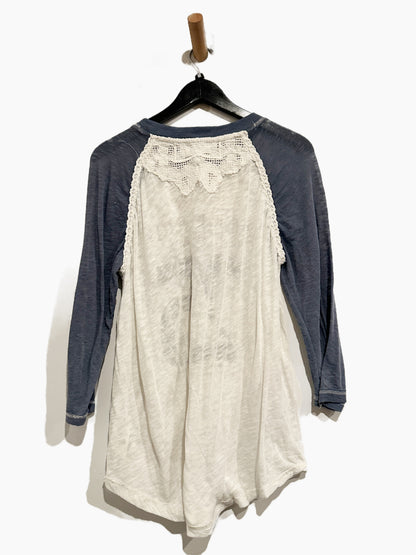 Free People Champ Crochet Baseball Tee - Small