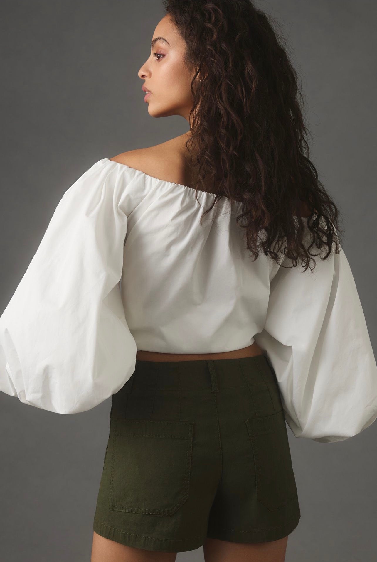 Anthropologie Maeve Colette Linen Blend High-Rise Shorts in Dried Fern - 31