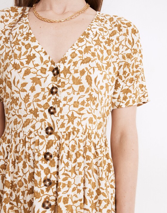 Madewell Button-Front Midi Dress in Batik Vine -  XS