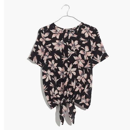 Madewell NWT Silk Button-Back Tie Tee in Winter Orchid Size XS