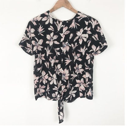 Madewell NWT Silk Button-Back Tie Tee in Winter Orchid Size XS