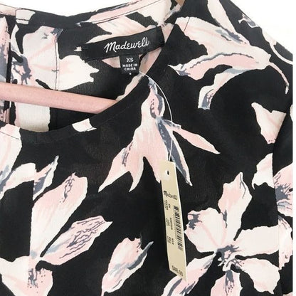 Madewell NWT Silk Button-Back Tie Tee in Winter Orchid Size XS