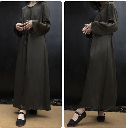 Ali Golden Long Sleeve Button Down Maxi Dress in Mud Size XS