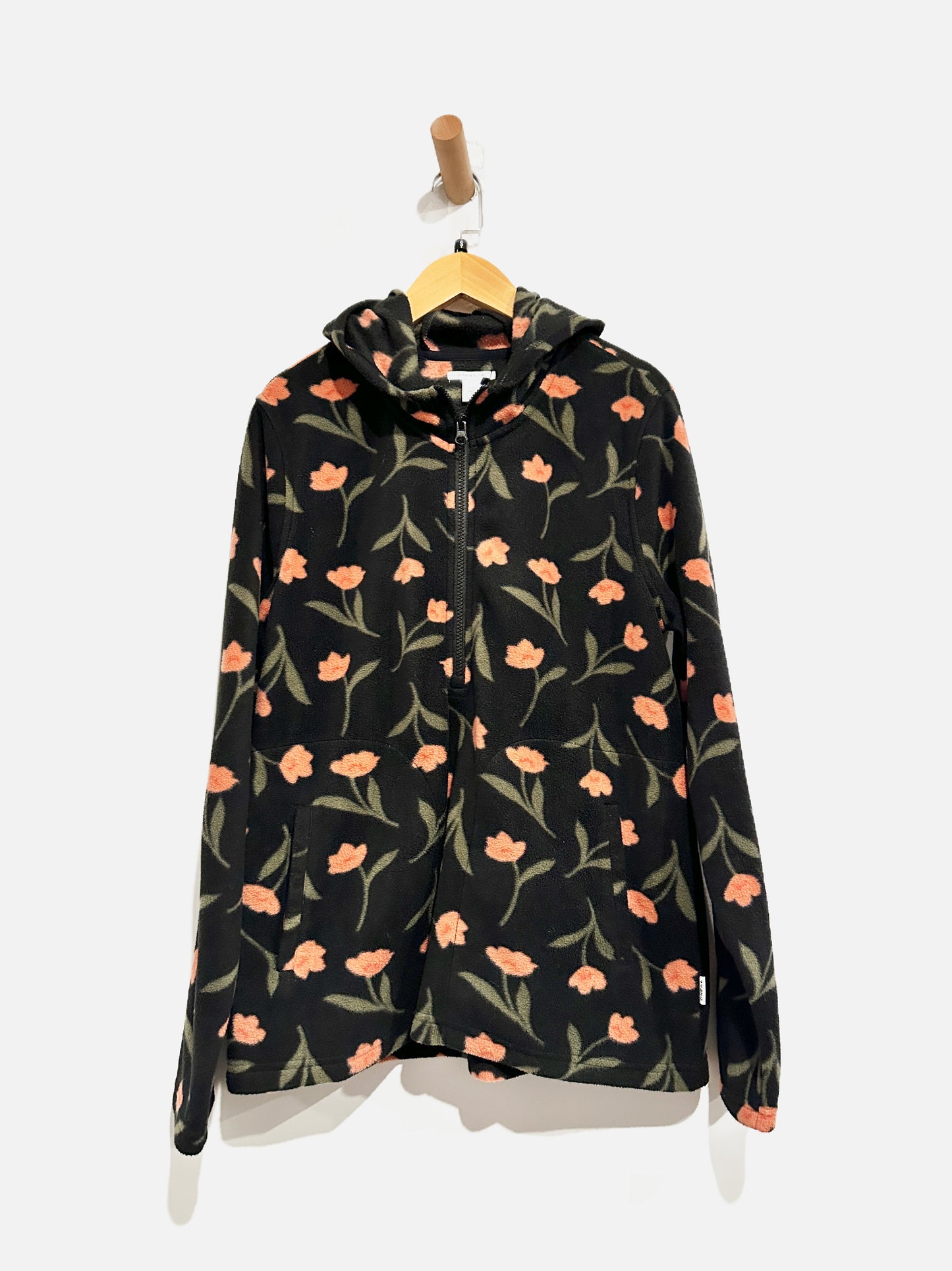 O’Neill Josie Black Floral Half Zip Hoodie - Small