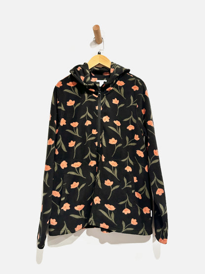 O’Neill Josie Black Floral Half Zip Hoodie - Small