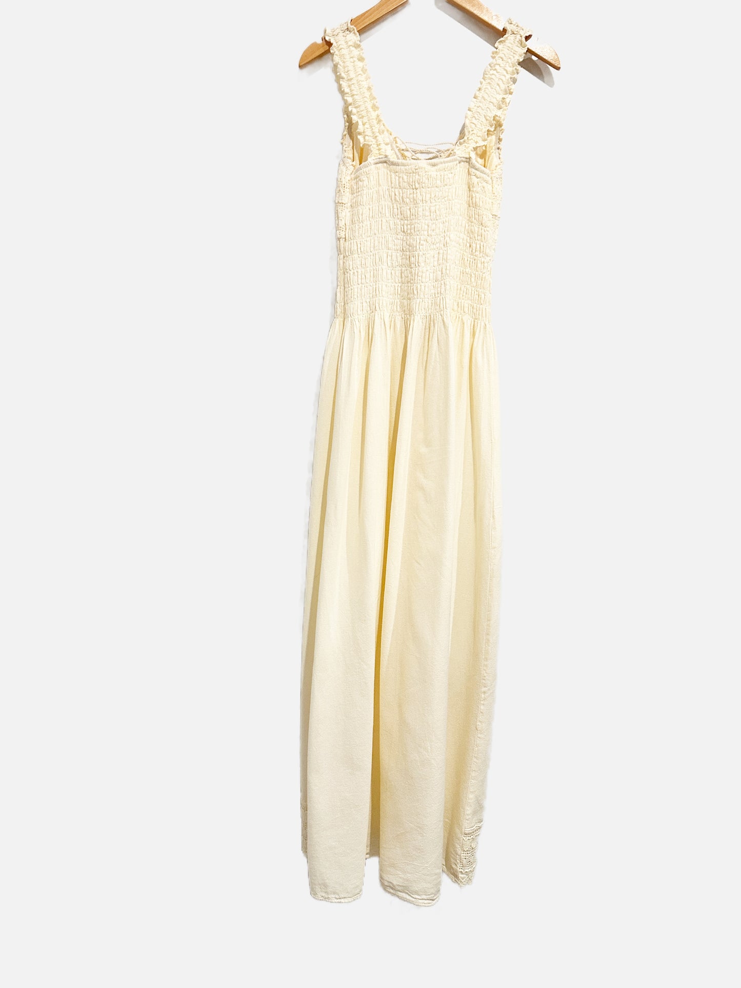 NN Cream Lace Up Cotton Maxi Dress - Small