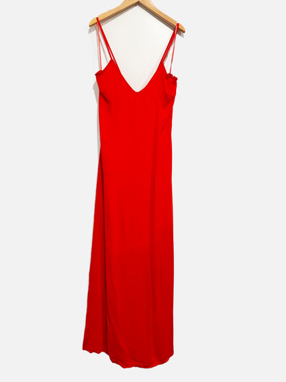 Zara Red Gathered Back Midi Dress - Small