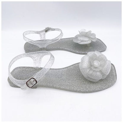 Play by Jeffrey Campbell Fleurisse Clear Glitter Sandals Size 8