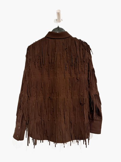 Zara NWT Brown Fringe Button Down - Medium