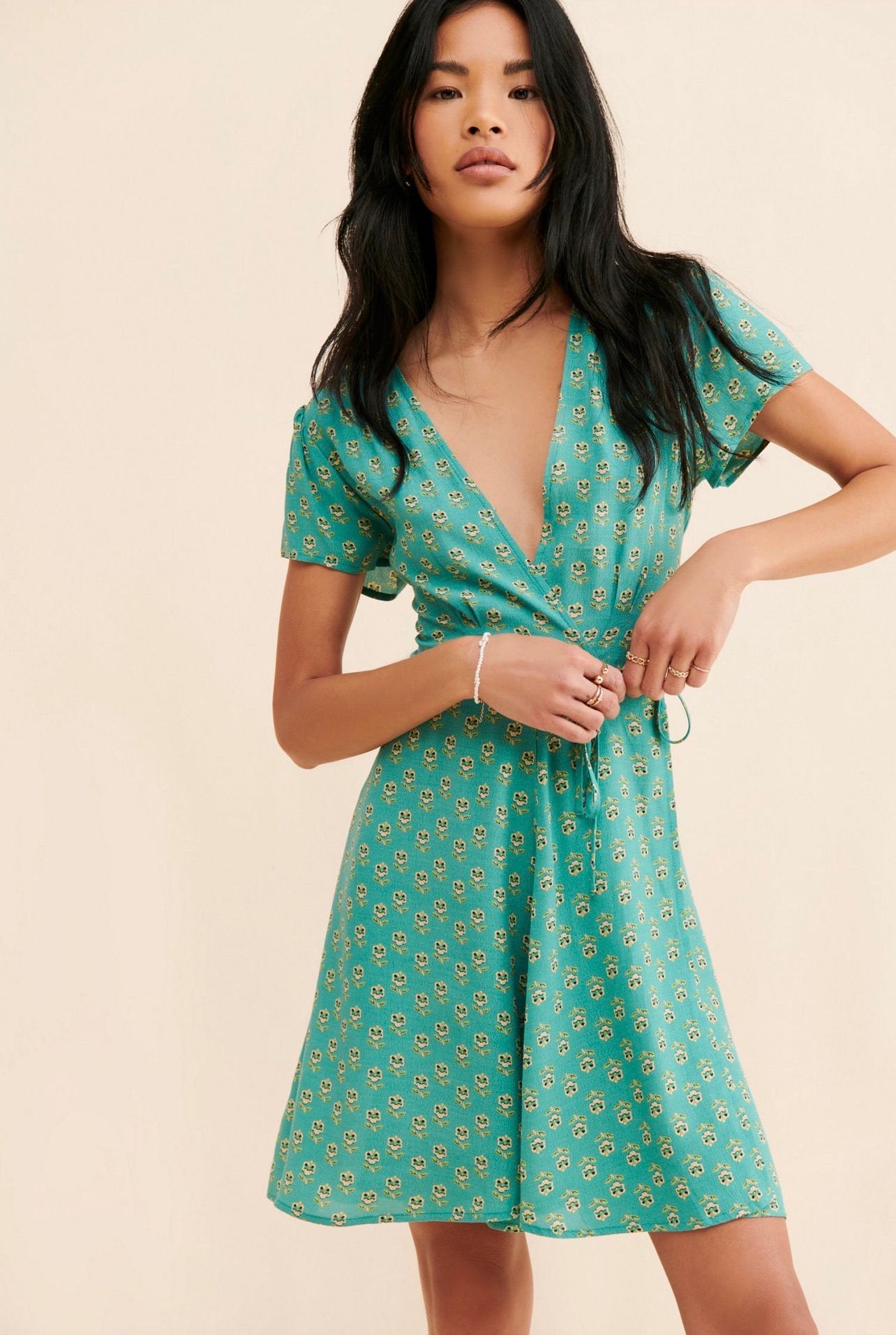 Rolla’s Cleo Emmylou Wrap Dress in Teal - Small