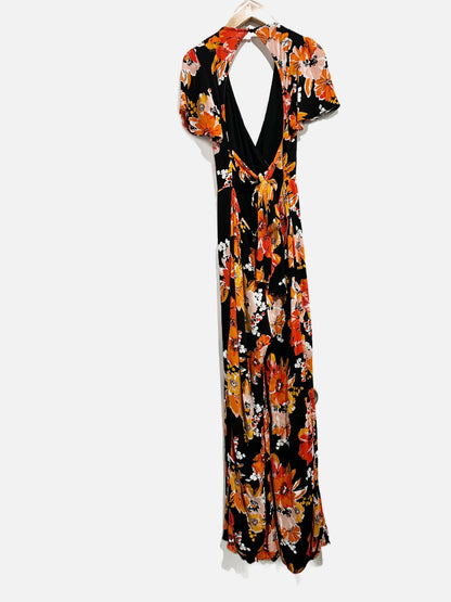 Lulus Black Floral Jumpsuit - XS