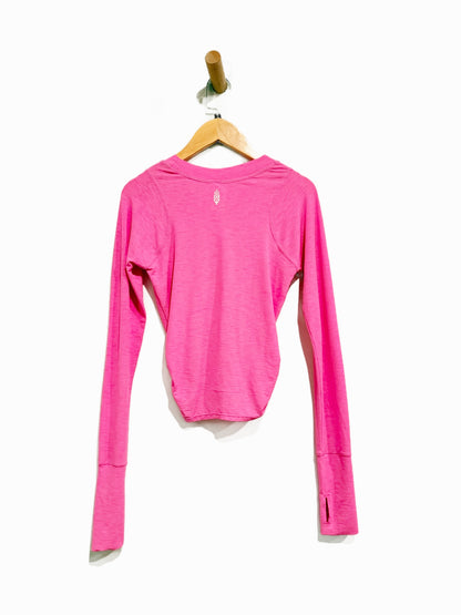 Free People Movement Tempo Ruched Long Sleeve Top in Fuchsia Flirt - XS