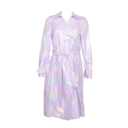 Avec Les Filles Purple Iridescent Trench Coat - Small