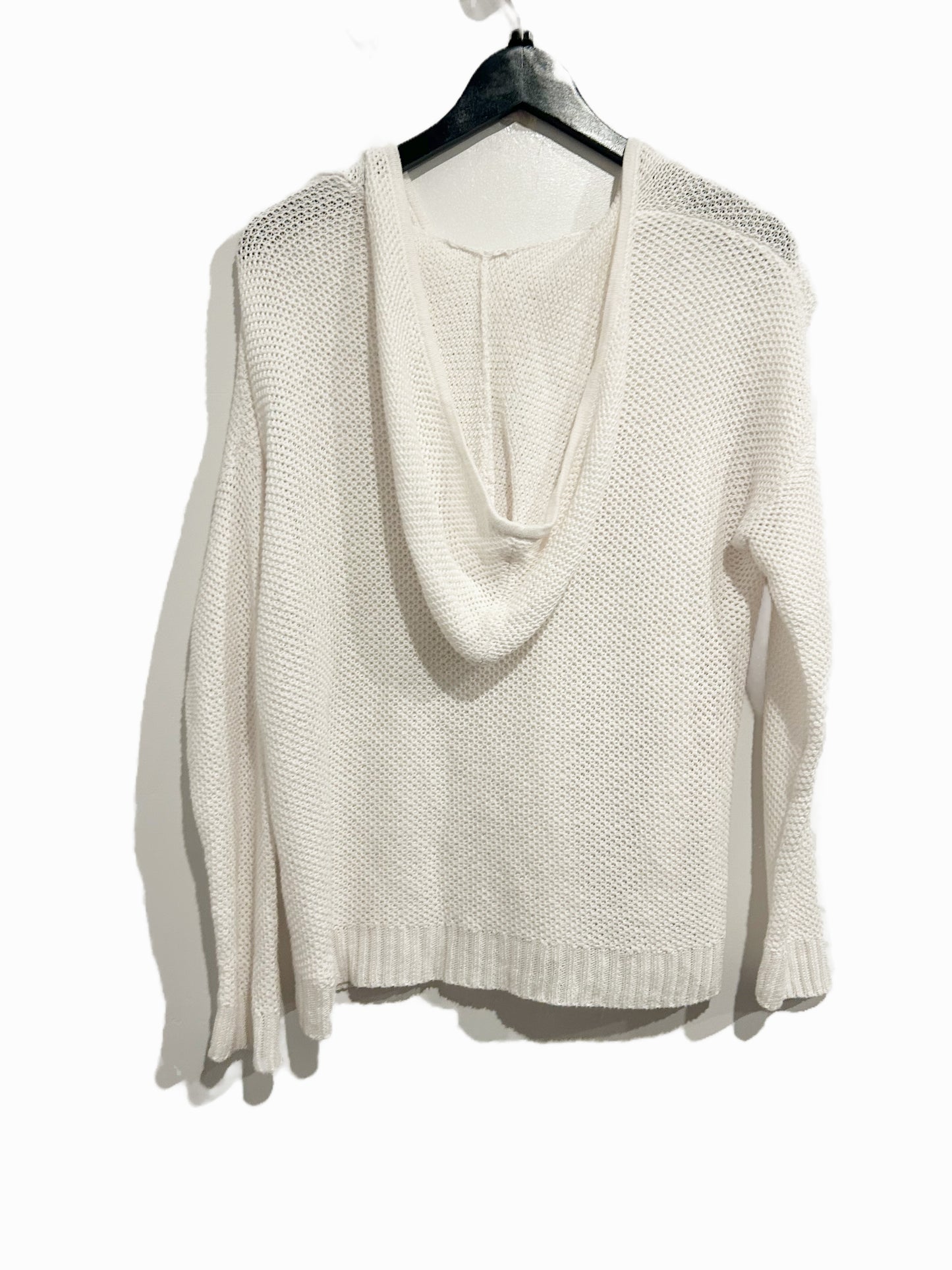 Eileen Fisher White Open Knit Hoodie Pullover - PM
