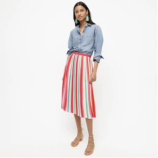 J.Crew NWT Multicolor Pleated Skirt - 14