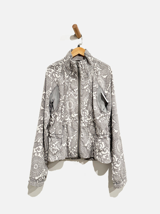 Lululemon Run Travel to Track Jacket Gray & White Floral - Small