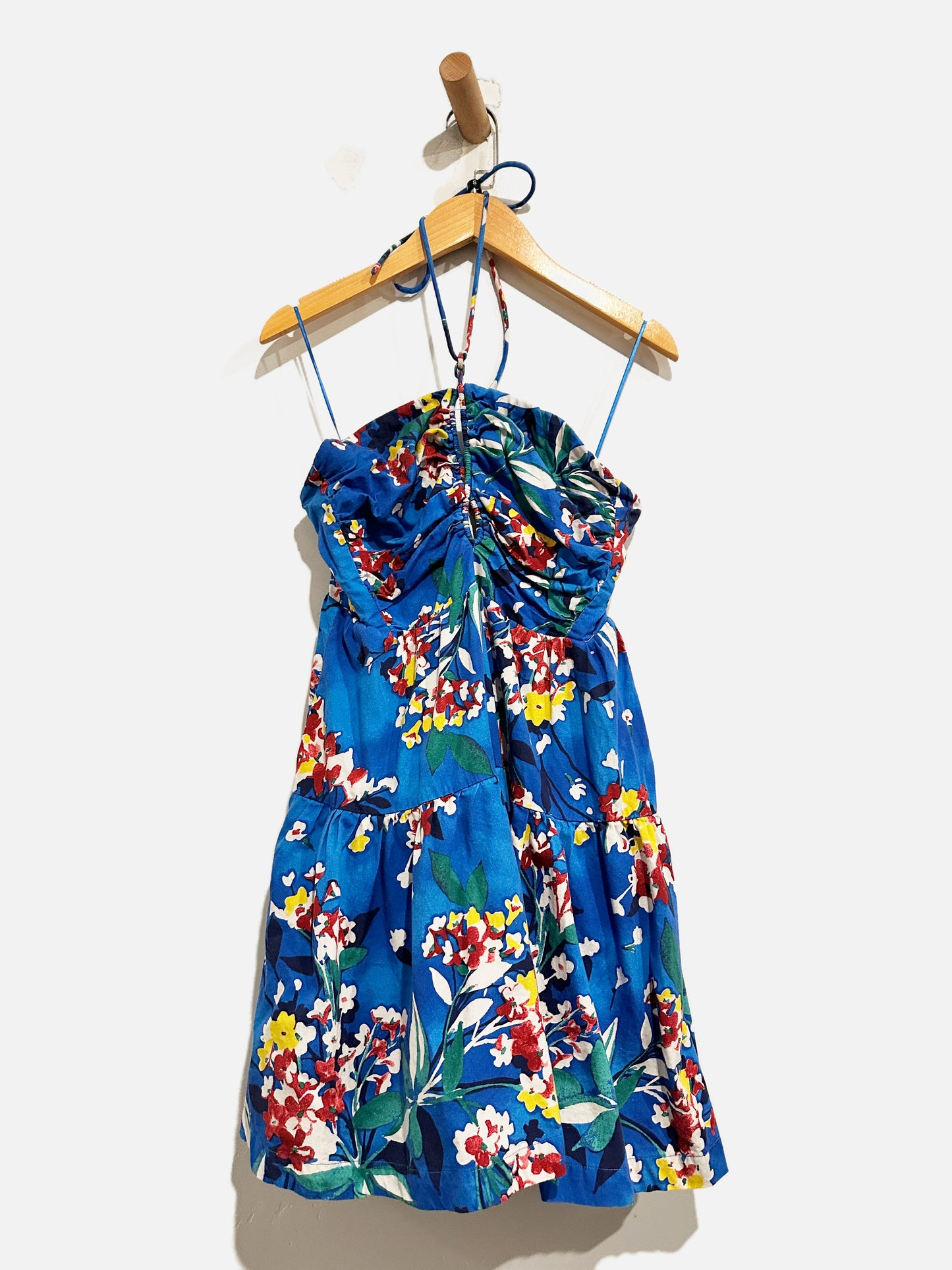Anthropologie Emily Halter Mini Dress in Blue Pattern - Small