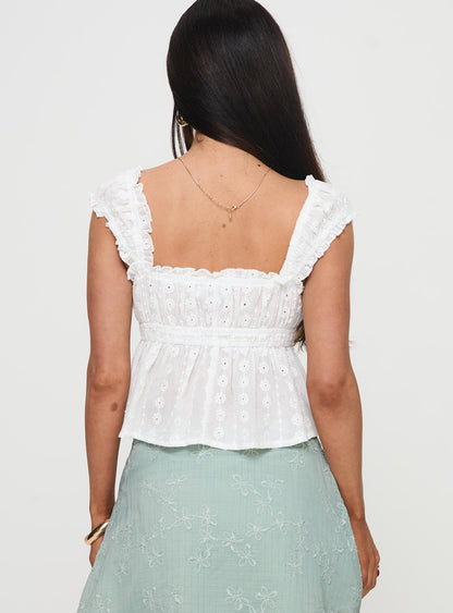 Princess Polly Summerfield Eyelet Top in White - 2