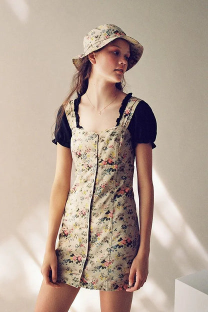 Laura Ashley x Urban Outfitters Green Floral Mini Dress - Small