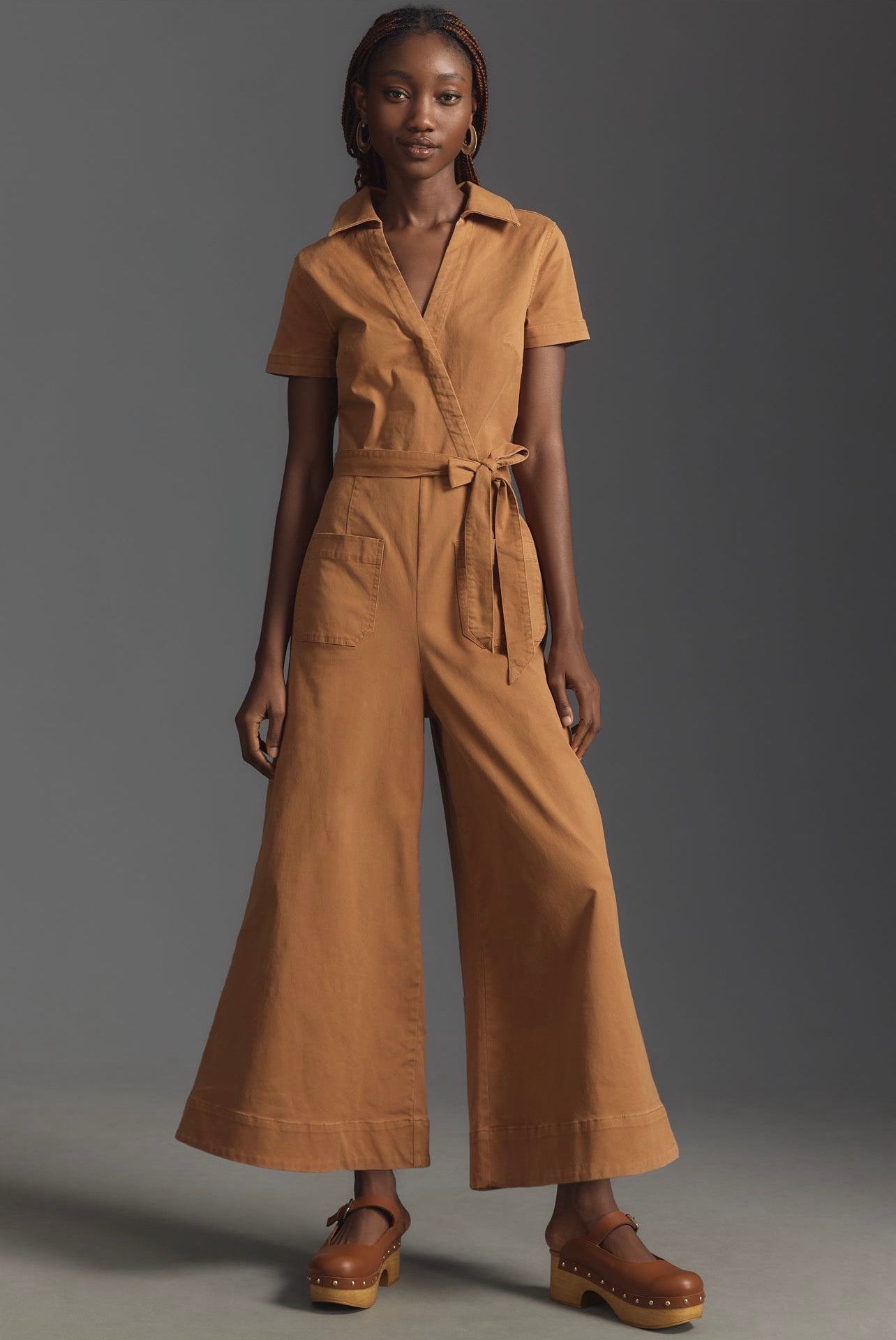 Anthropologie Maeve Wrapped Culotte Jumpsuit in Neutral - 0