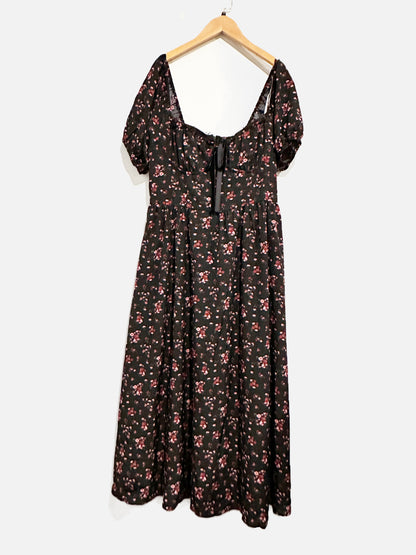 Lulus Black w/Red Floral Maxi Dress - XL