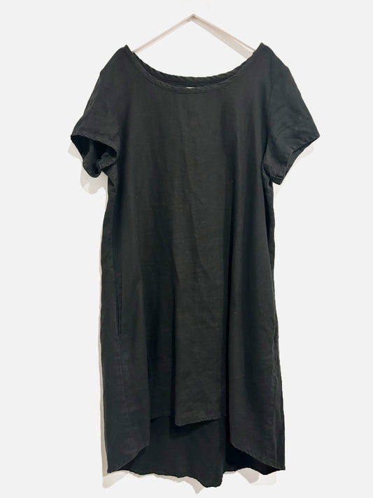 Garnet Hill Black Linen Mini Dress - 14