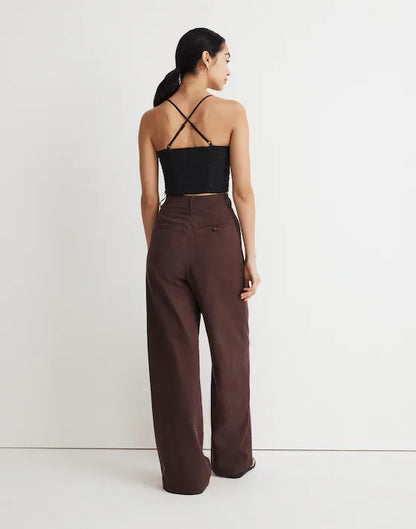 Madewell The Harlow Wide-Leg Pant in Chocolate Raisin - 8