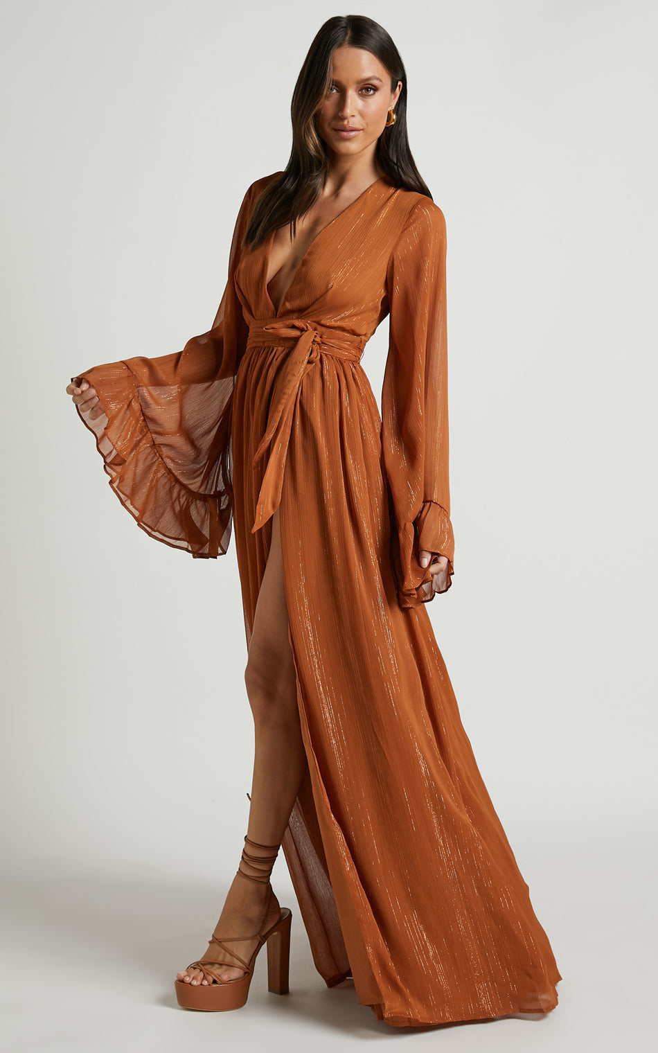 SHOWPO Dangerous Woman Maxi Dress in Rust - 6