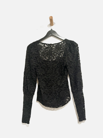 Free People Black Lace Top - Small