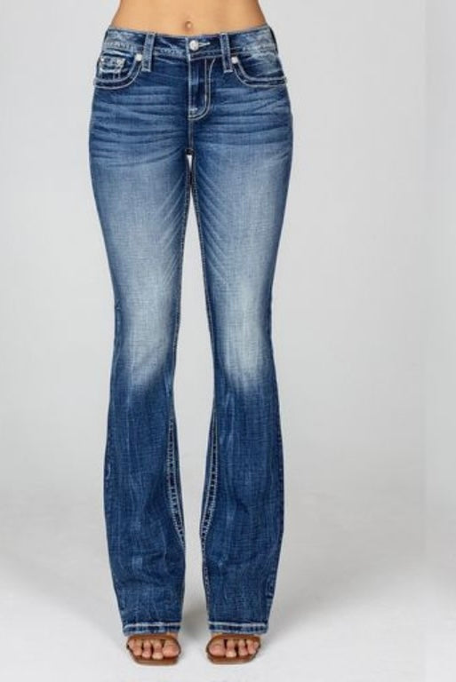 Miss Me Embroidered Cross Mid Rise Boot Jeans - 28